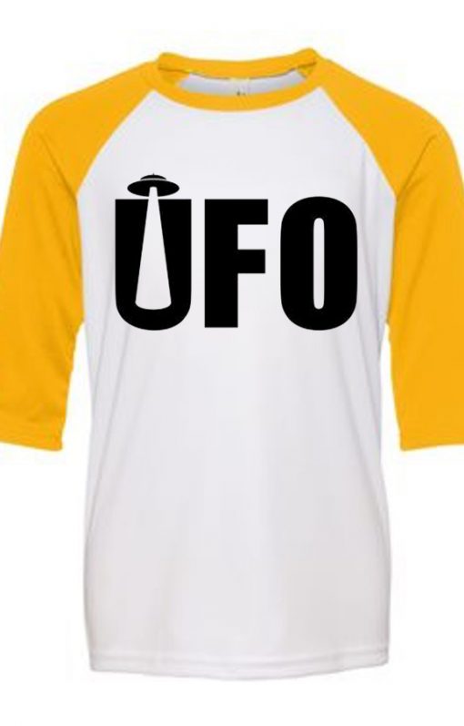 UFO White Yellow Raglan T shirts