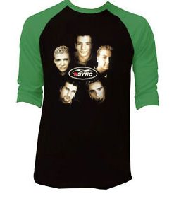 Vintage NSYNC Justin Timberlake Promo Tour Concert Black Green Raglan T Shirt