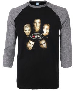 Vintage NSYNC Justin Timberlake Promo Tour Concert Black Grey Raglan T Shirt