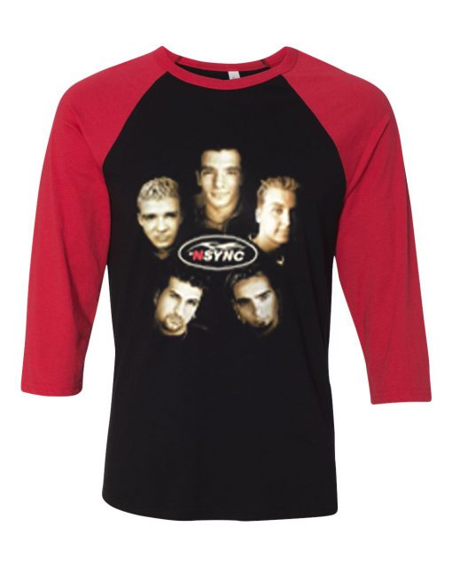 Vintage NSYNC Justin Timberlake Promo Tour Concert Black Red Raglan T Shirt