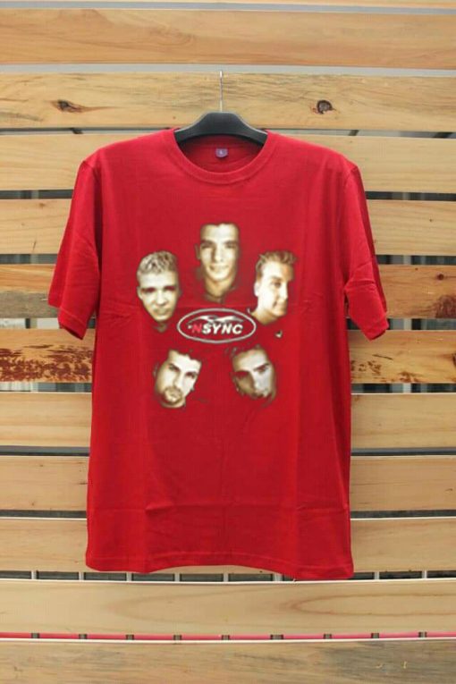 Vintage NSYNC Justin Timberlake Promo Tour Concert Red T shirts