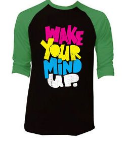 Wake Your Mind Up Black Green Raglan T shirts