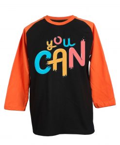 You Can Black Orange Black Raglan T shirts