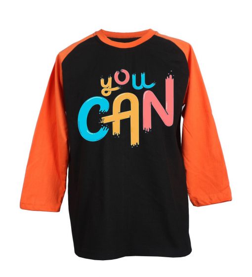 You Can Black Orange Black Raglan T shirts