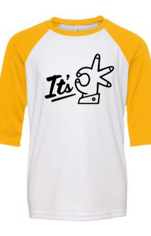 Its OK White Yellow RaglanT shirts