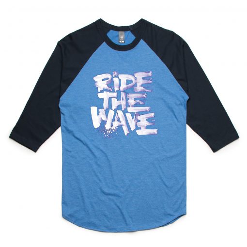 Ride The Wafe Blue Black Raglan T shirts