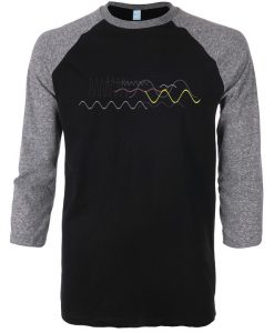 Waveform Ocean Soundwave Black Grey Raglan T shirts