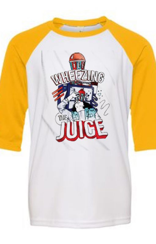 Wheezing The Juice White Yellow Raglan T shirts