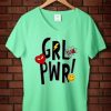 Yeah Girl Power Green Mint V neck WomanT shirts