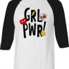 Yeah Girl Power White Black Raglan T shirts