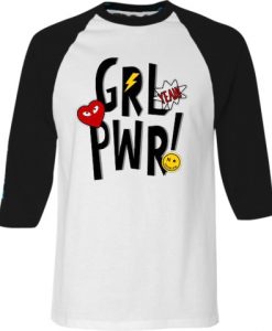 Yeah Girl Power White Black Raglan T shirts