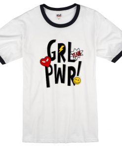 Yeah Girl Power White Black Ringer T shirts