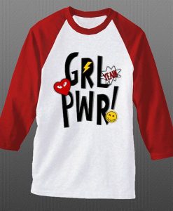 Yeah Girl Power White Red Raglan T shirts