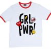 Yeah Girl Power White Red Ringer T shirts