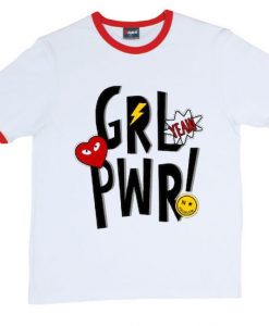 Yeah Girl Power White Red Ringer T shirts