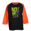 Hustle Hard Black Orange RaglanT shirts