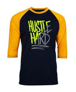 Hustle Hard Black Yellow RaglanT shirts