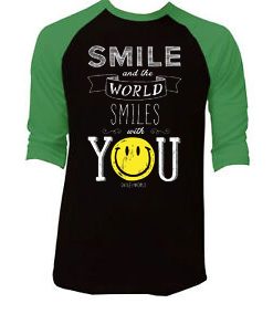 The World Smile With You Black Green Raglan T shirts