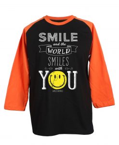 The World Smile With You Black Orange Raglan T shirts