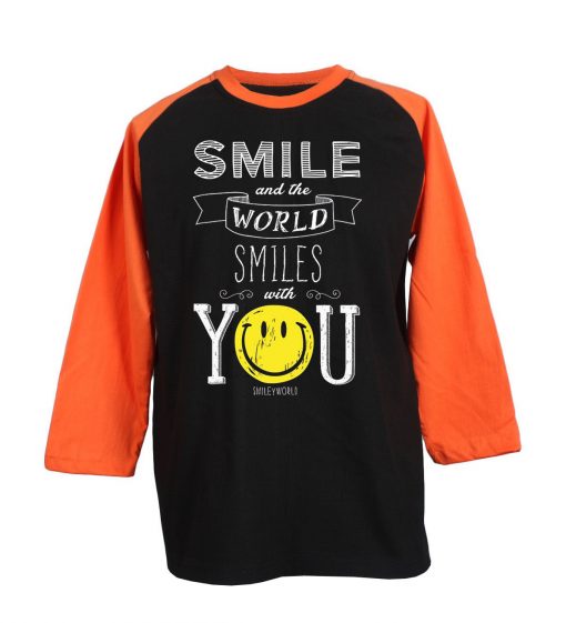 The World Smile With You Black Orange Raglan T shirts