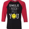 The World Smile With You Black Red Raglan T shirts