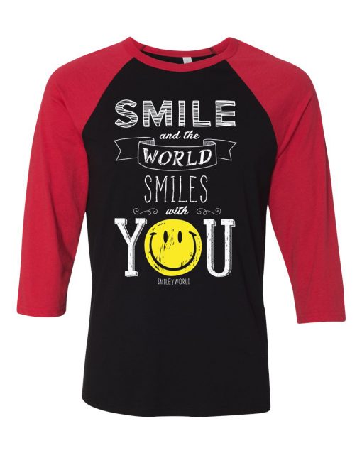 The World Smile With You Black Red Raglan T shirts