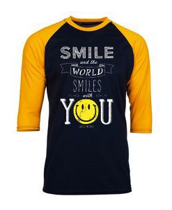 The World Smile With You Black Yellow Raglan T shirts