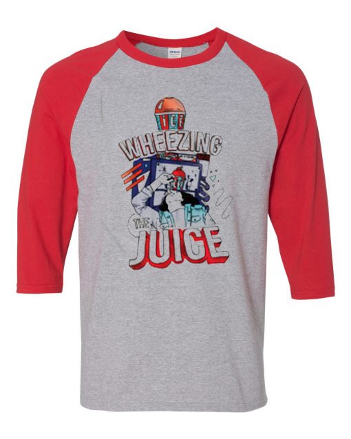 Wheezing The Juice Grey Red Raglan T shirts