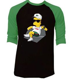 Bart Simpson Stay Black Green Raglan T shirts