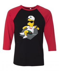 Bart Simpson Stay Black Red Raglan T shirts