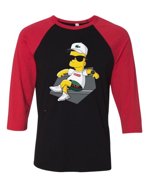 Bart Simpson Stay Black Red Raglan T shirts