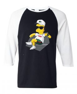 Bart Simpson Stay Black White Raglan T shirts