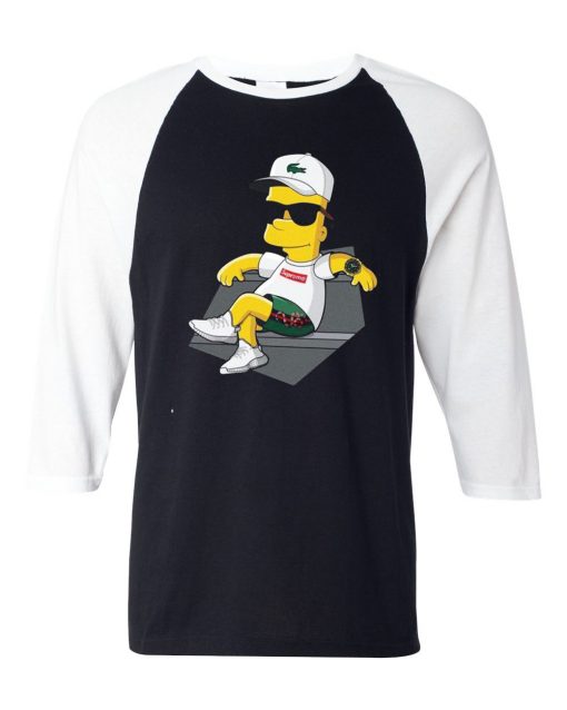 Bart Simpson Stay Black White Raglan T shirts