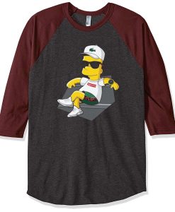 Bart Simpson Stay Grey Brown Raglan T shirts