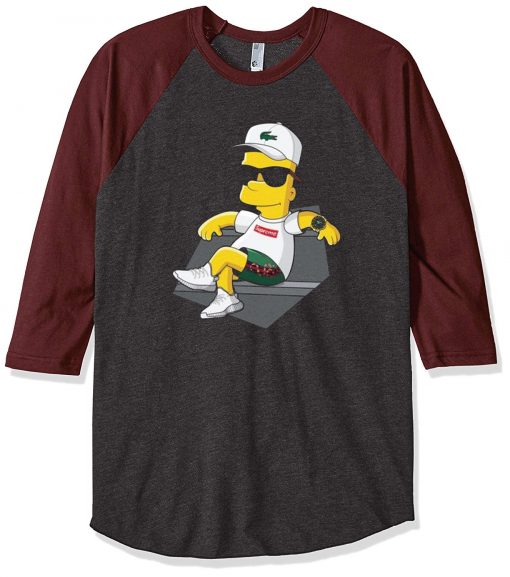 Bart Simpson Stay Grey Brown Raglan T shirts