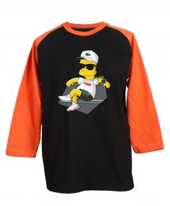 Bart Simpson Stay Grey Orange Raglan T shirts