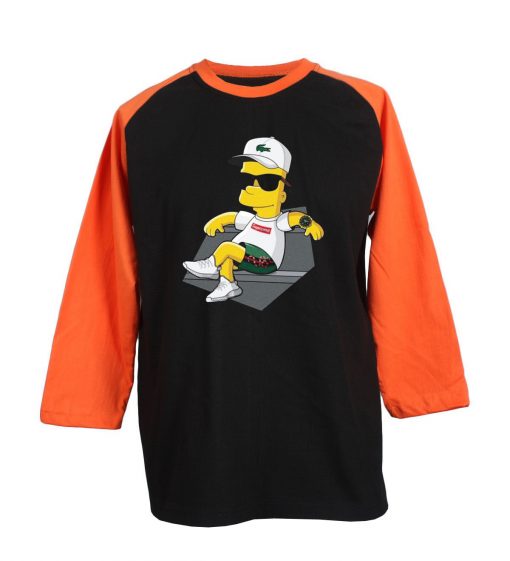 Bart Simpson Stay Grey Orange Raglan T shirts