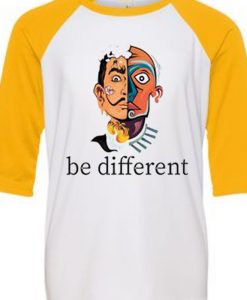 Be different White Yellow Raglan T shirts