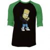 Designer Bart Simpson Black Green Raglan T shirts