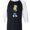 Designer Bart Simpson Black White Raglan T shirts