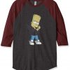 Designer Bart Simpson Grey Brown Raglan T shirts