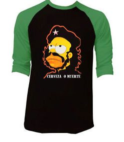 Homer Simpson Cerveza O Muerte Black Green RaglanT shirts