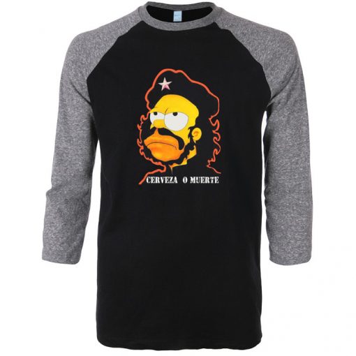 Homer Simpson Cerveza O Muerte Black Grey RaglanT shirts