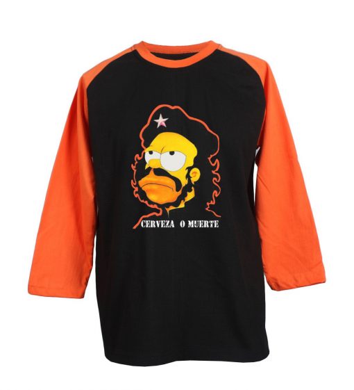 Homer Simpson Cerveza O Muerte Black Orange RaglanT shirts