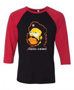 Homer Simpson Cerveza O Muerte Black Red RaglanT shirts