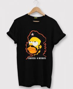 Homer Simpson Cerveza O Muerte Black T shirts