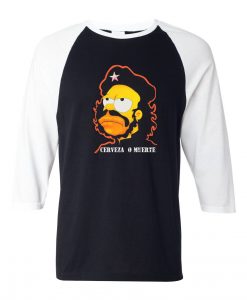 Homer Simpson Cerveza O Muerte Black White RaglanT shirts