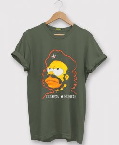 Homer Simpson Cerveza O Muerte Green Army T Shirt