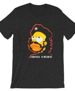 Homer Simpson Cerveza O Muerte Grey Asphalt T Shirt