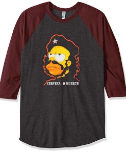 Homer Simpson Cerveza O Muerte Grey Brown RaglanT shirts